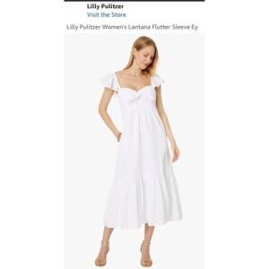 amrita eyelet midi dress lilly pulitzer Lilly Pulitzer Amrita Midi Shirtdress Pink Isle Swirly Fern Scalloped Eyelet 8 at Amazon Women's Clothing store